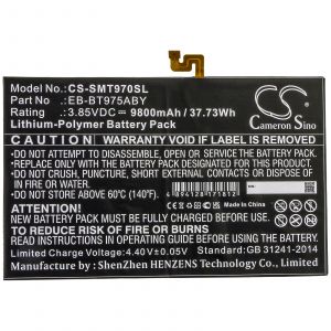 Аккумулятор CameronSino для Samsung Galaxy Tab S7 Plus 12.4, Galaxy Tab S7+ 12.4 (2020) (EB-BT975ABY) 9800mah