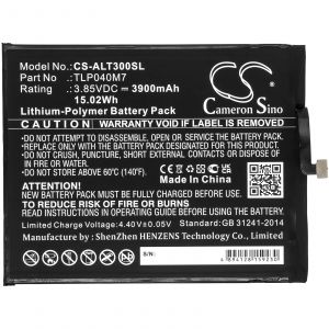 Аккумулятор CameronSino для Alcatel 3T, OT-9032T (TLP040M7) 3900mAh