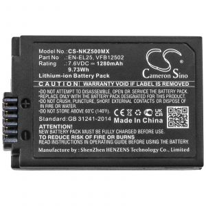 Аккумулятор CameronSino для Nikon Z50, Z30 (EN-EL25) 1280mAh